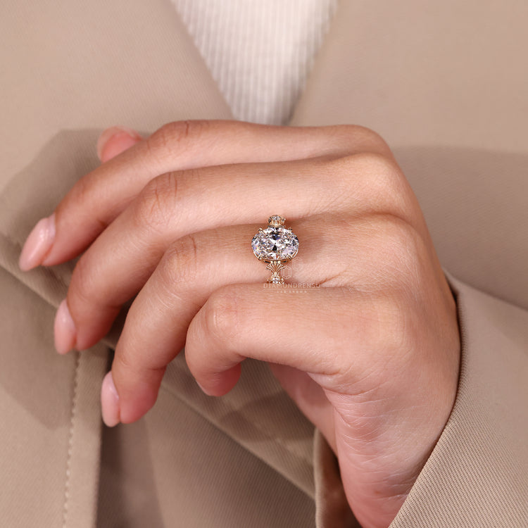 IGI certified nature inspired engagement ring with Lab Grown Diamond.
