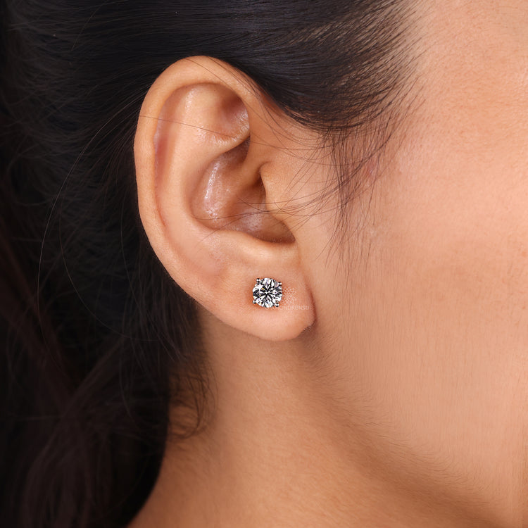 Rose Gold Stud Earrings 1.60 TCW - Round Diamond