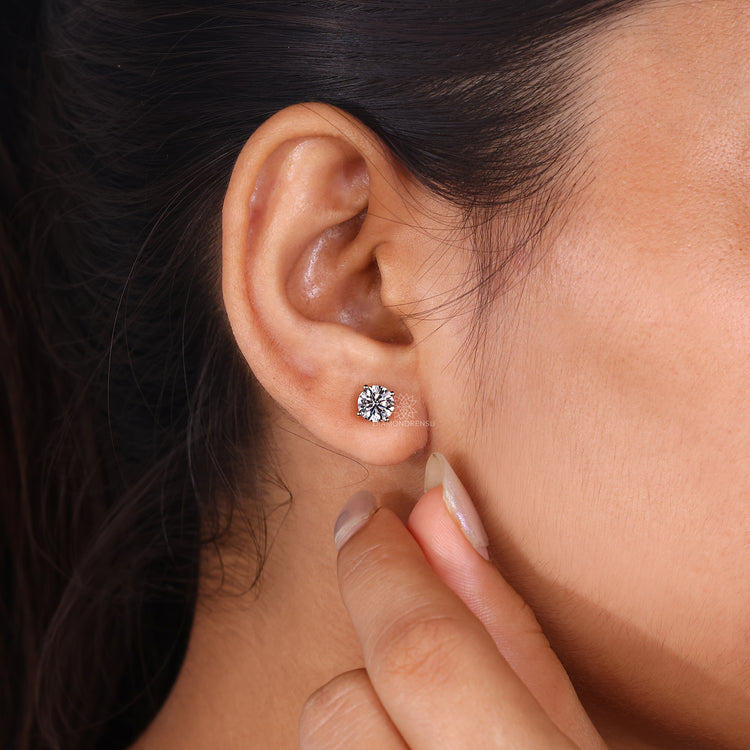 Rose Gold Stud Earrings 1.60 TCW - Round Diamond