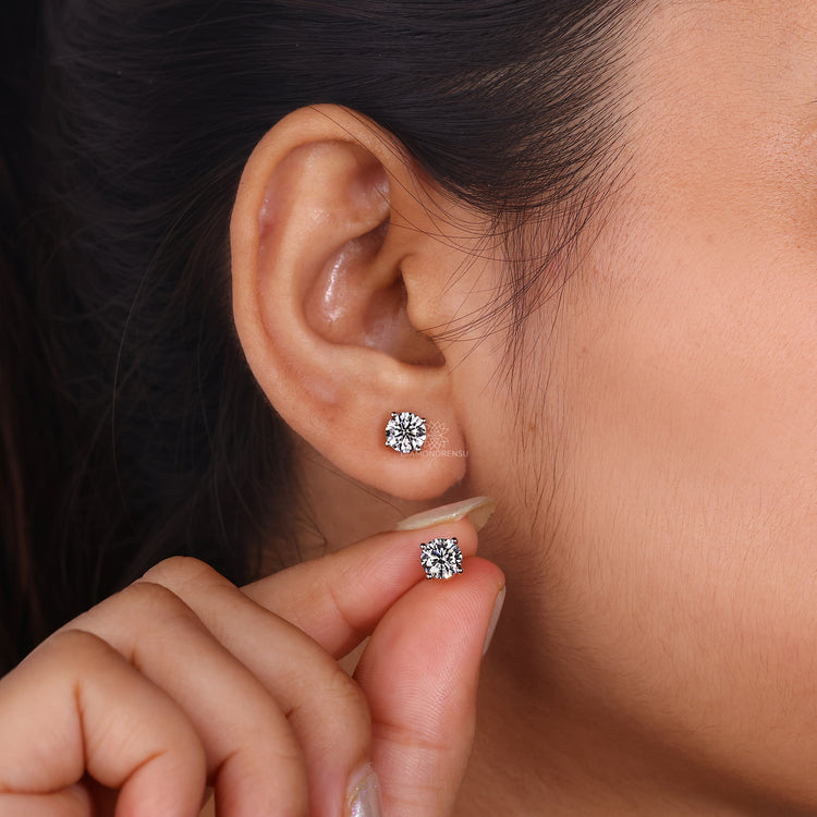 Rose Gold Stud Earrings 1.60 TCW - Round Diamond