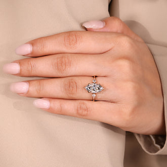 Handmade ring with hidden halo diamonds.
