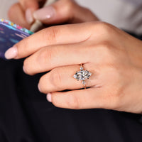 Hidden halo marquise diamond ring.
