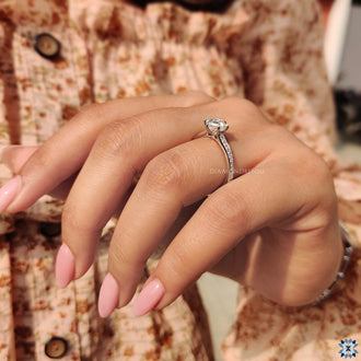 Pave band ring featuring a hexagon  moissanite for added sparkle and elegance.
