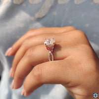 Handmade jewelry with an oval moissanite centre stone.
