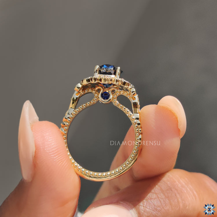 Milgrain Setting adding texture and vintage charm to the ring.
