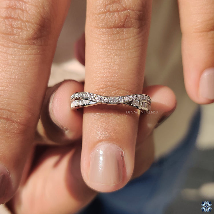 Simple gold wedding band with minimalist design.
