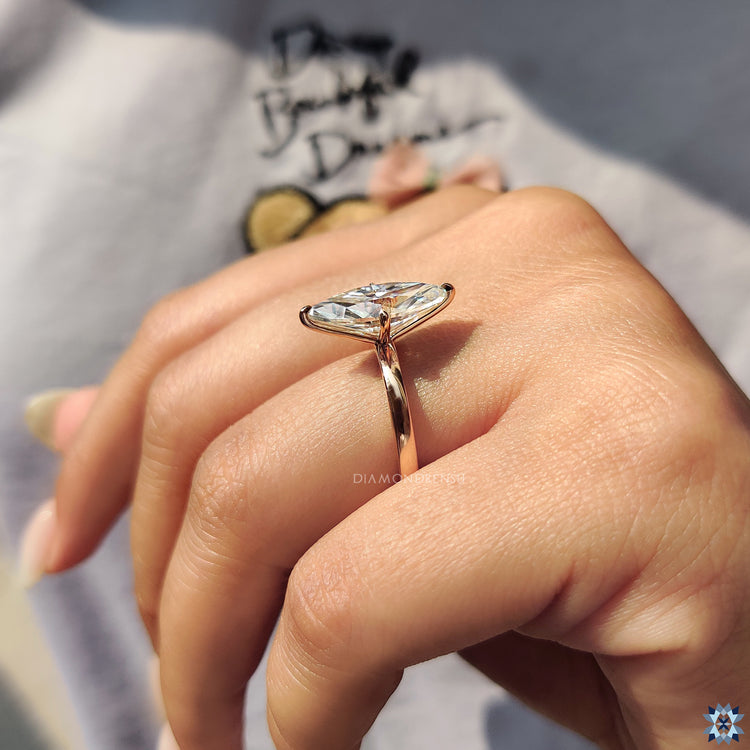 Rose Gold Marquise Solitaire Engagement Ring