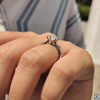 Hexagon solitaire ring with 6 prong cathedral setting
