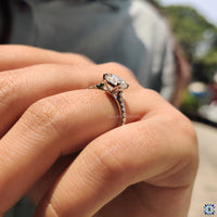 Cathedral setting ring that elevates the center stone gracefully.
