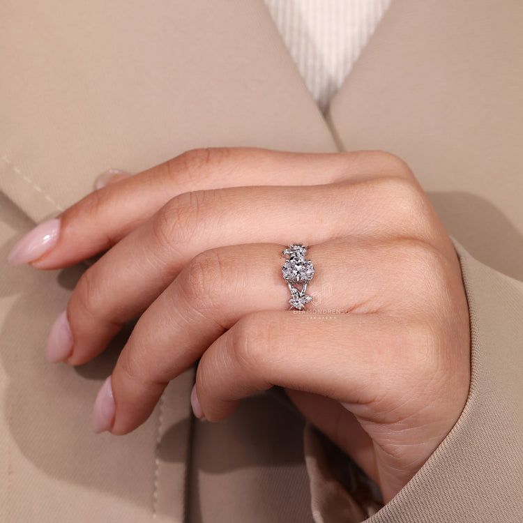 IGI certified nature inspired engagement ring with Lab Grown Diamond.
