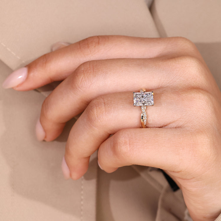IGI certified engagement ring with Lab Grown Diamond and pave band.
