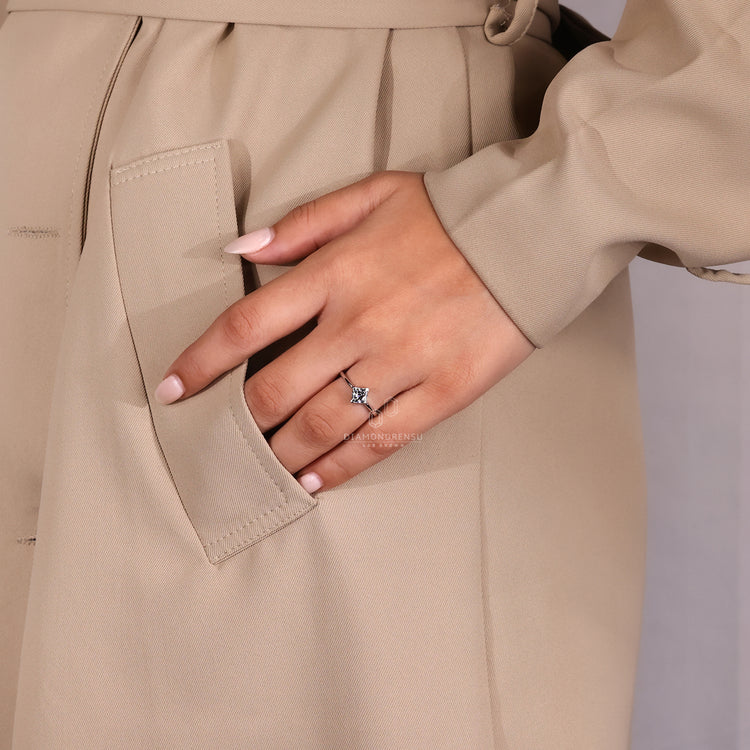 Tapered shank engagement ring offers a sleek, slim fit.
