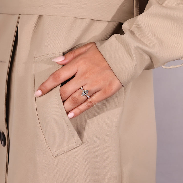 Hidden halo setting adds a subtle extra glow.
