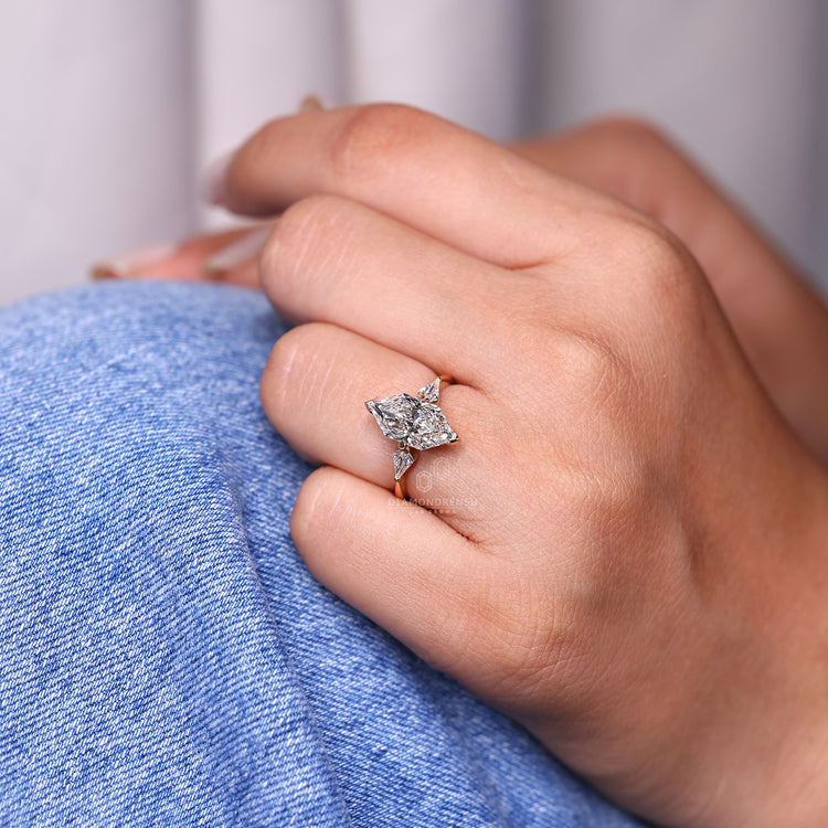 Dutch Marquise Engagement Ring with 2 Kite Cut Side Stone