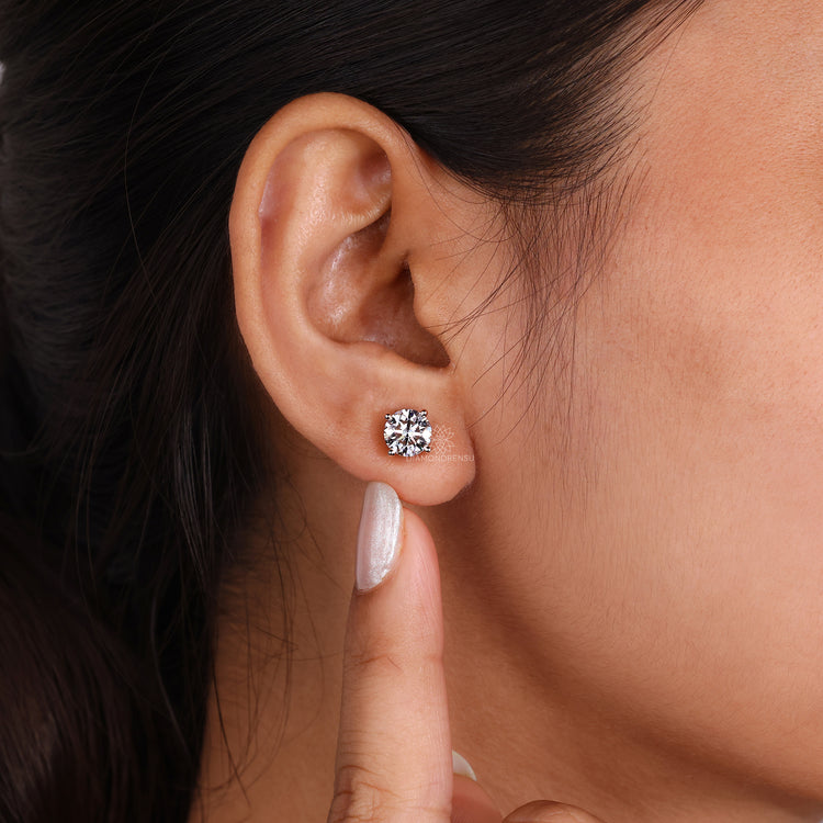 Diamond Stud Earrings 2.50 TCW - Rose Gold