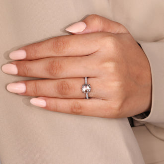 Buy engagement ring with round rose cut diamond in pave setting.
