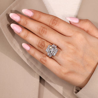 Lab Grown Diamond 3 stone ring with modern cathedral setting.
