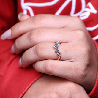 Elegant 7 stone diamond band with brilliant lab created diamonds.
