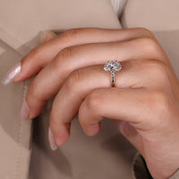 Tapered shank ring with cathedral setting ring style.
