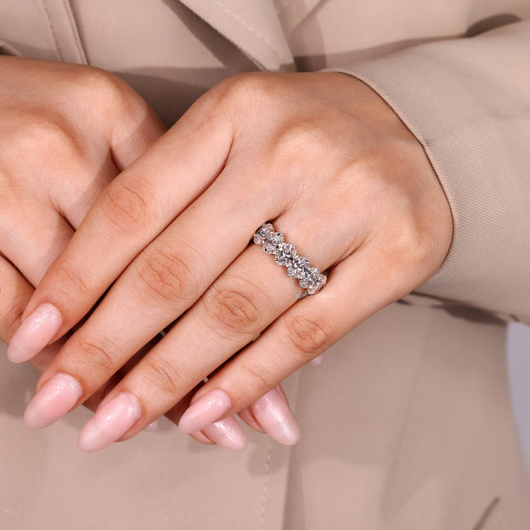 Lab grown diamond wedding band with full eternity design.