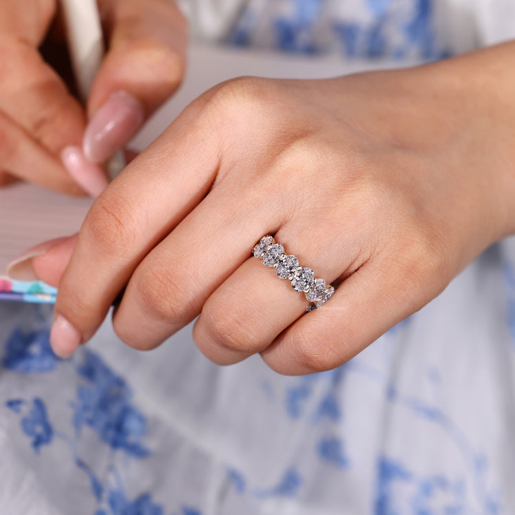 Handmade full eternity wedding band with stackable design.