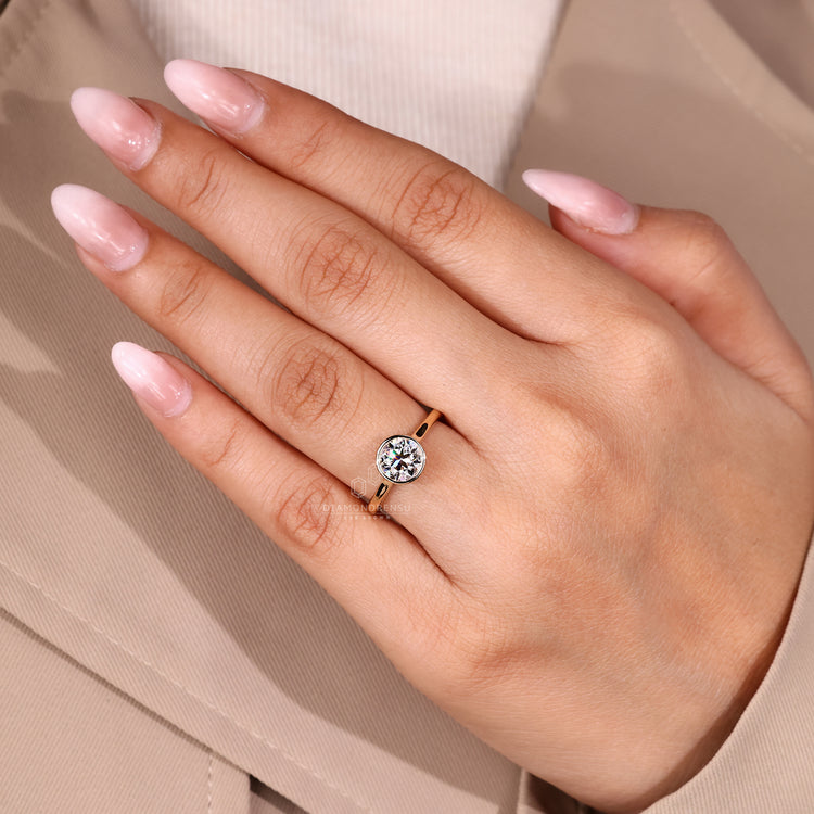 Lab Grown Old European Cut Diamond Solitaire Ring.