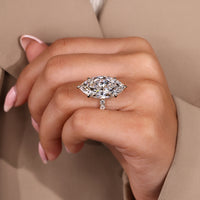 Six claw prong marquise diamond ring.
