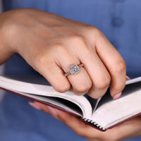 Vintage Inspired Princess Cut Diamond Ring With Round Pave Band.