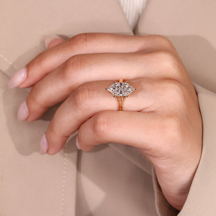 Lab grown diamond hidden halo ring handmade by Diamondrensu.
