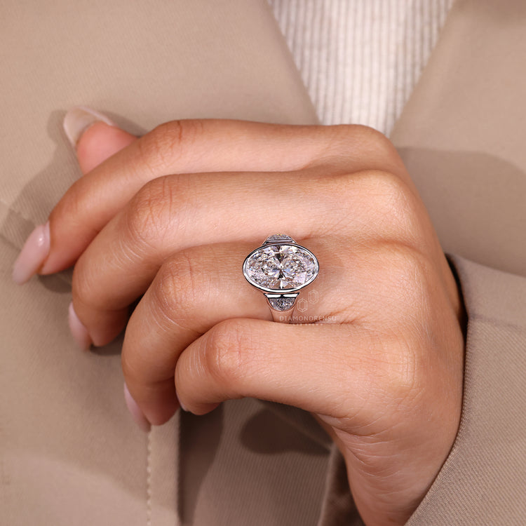 Lab Grown Diamond 3 stone diamond ring with IGI certified stones.
