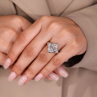 Buy engagement ring with 3 stone diamond ring design Lab Grown Diamond.
