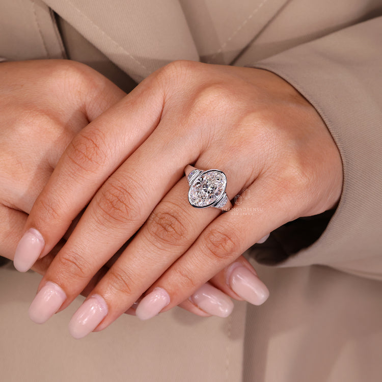 Buy engagement ring with 3 stone diamond ring design Lab Grown Diamond.
