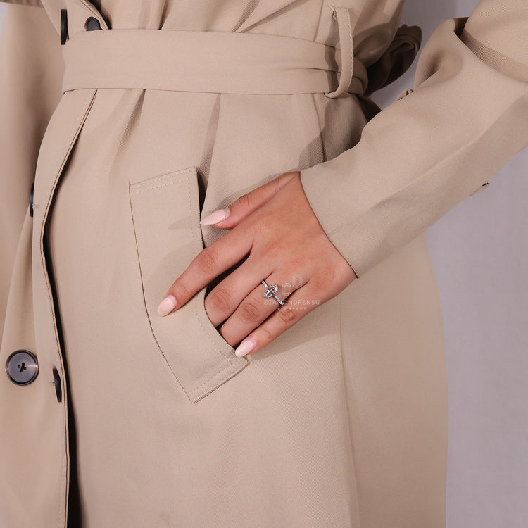 Custom engagement ring with marquise rose cut diamond and tapered shank.
