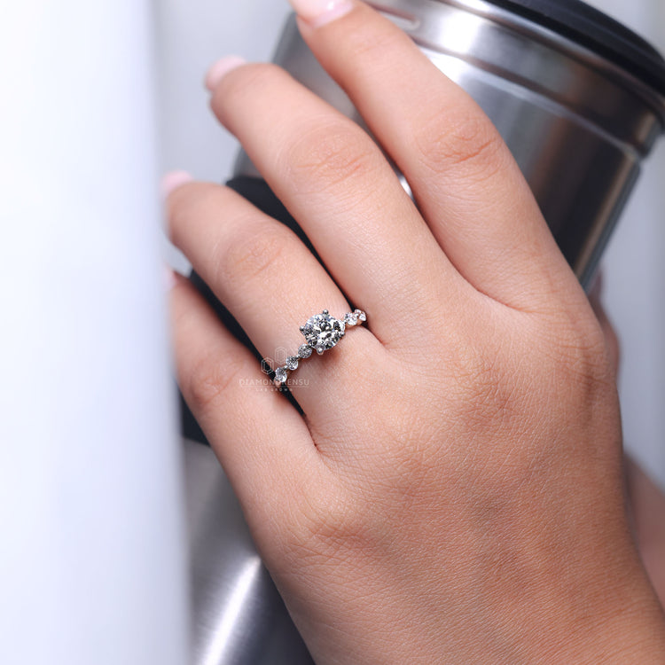 Custom engagement ring with lab grown diamonds and IGI certification.
