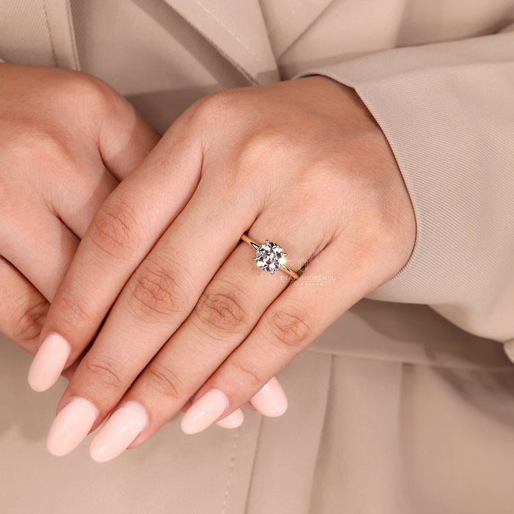 Handmade round old European cut diamond ring.
