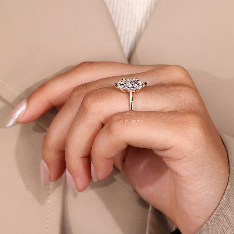 Round cut halo engagement ring with Lab Grown Diamond.
