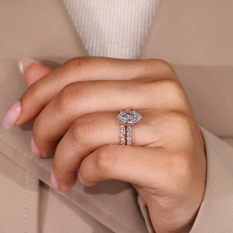 Lab grown diamond ring with Dutch marquise design