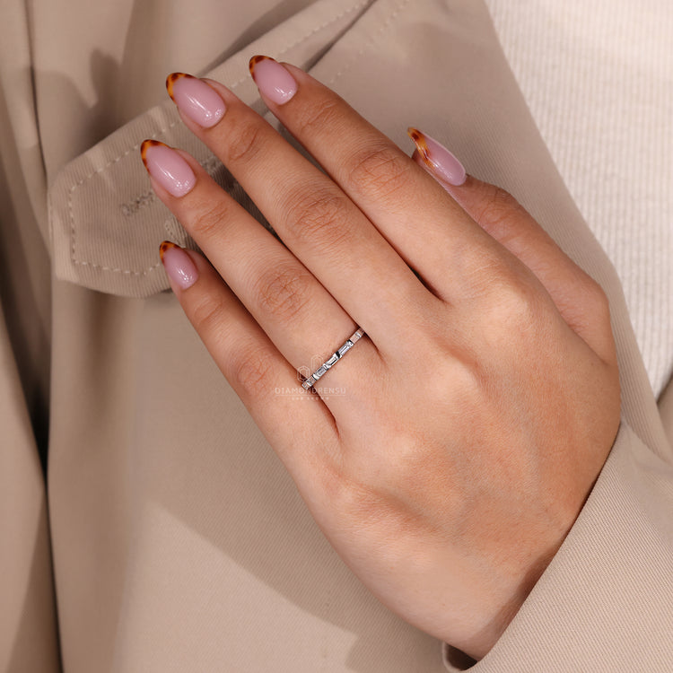 Baguette Wedding Band In White Gold