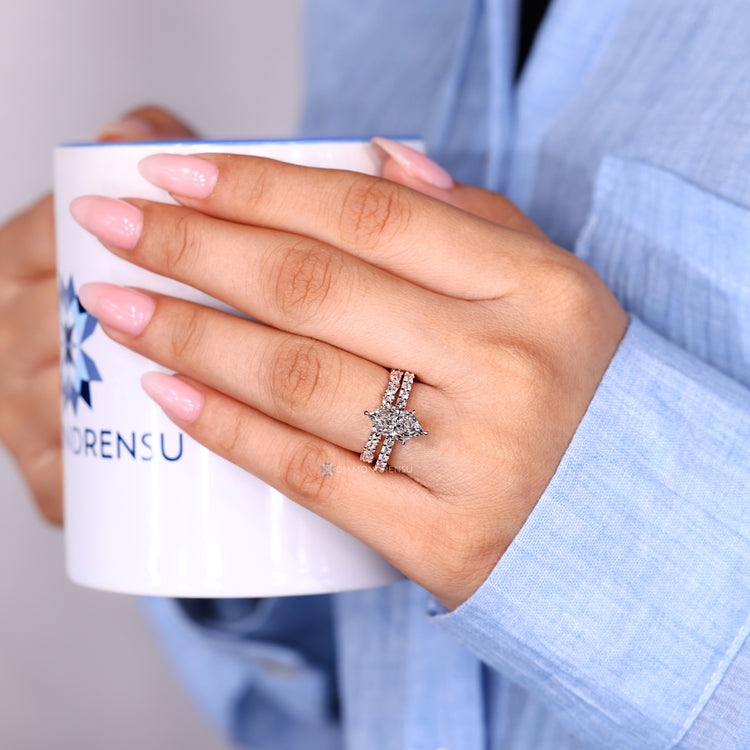 Lab grown Dutch marquise ring with cathedral setting