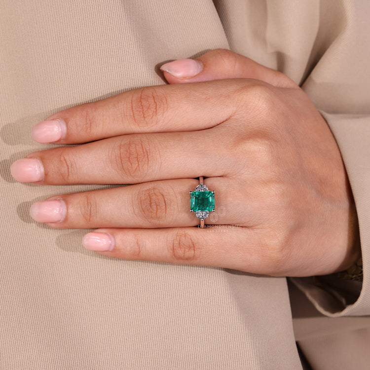 Handmade ring with Three Stone setting design.
