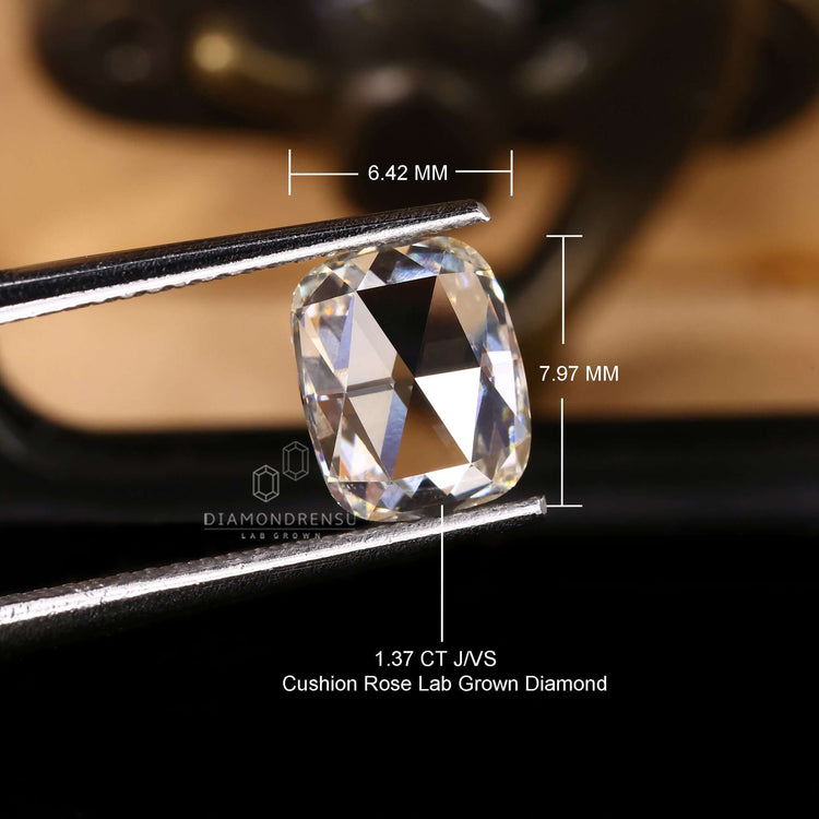 Diamondrensu offers a 1.37 carat cushion rose cut diamond.