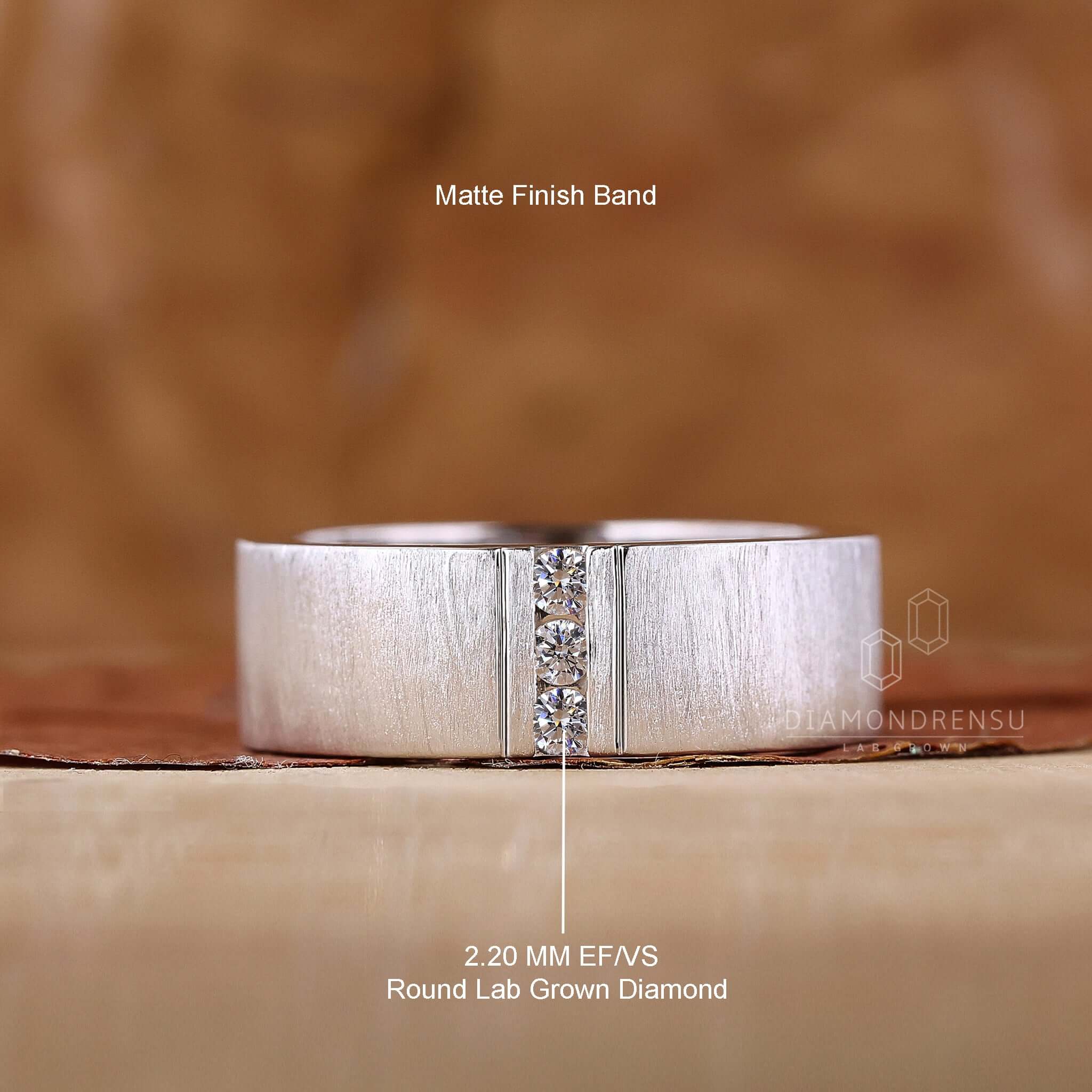Custom Diamond and White Sapphire Triad Ring - Bario Neal