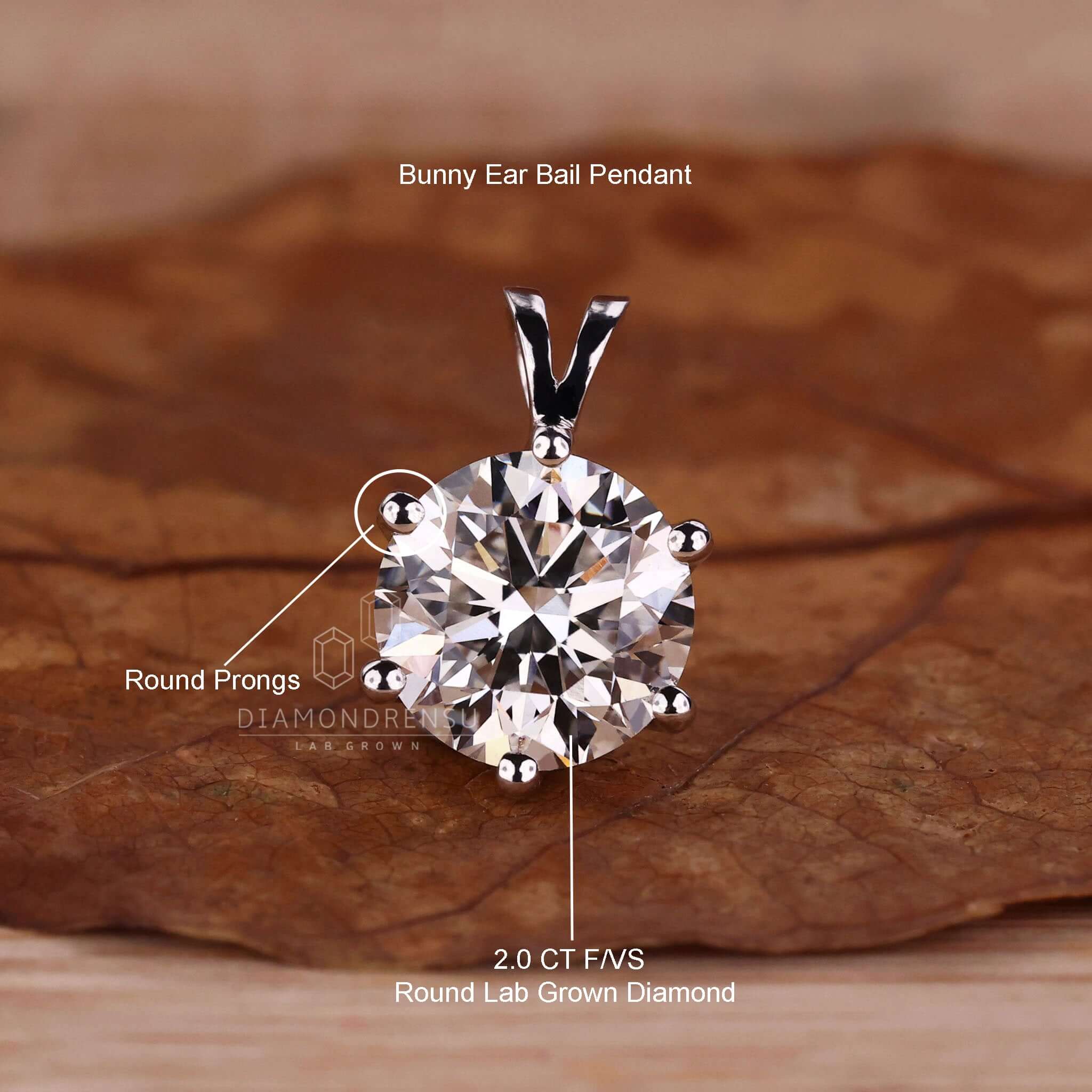 Round cut diamond pendant in tulip setting