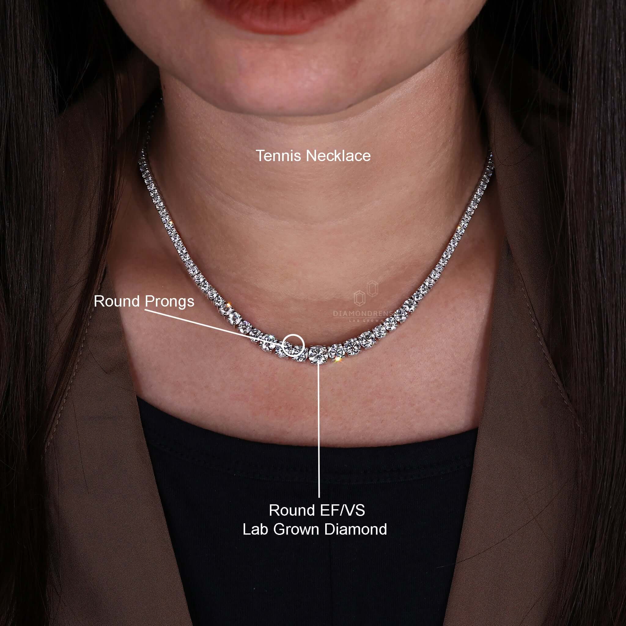 V-Shaped Diamond Tennis Necklace | Lauren B Jewelry