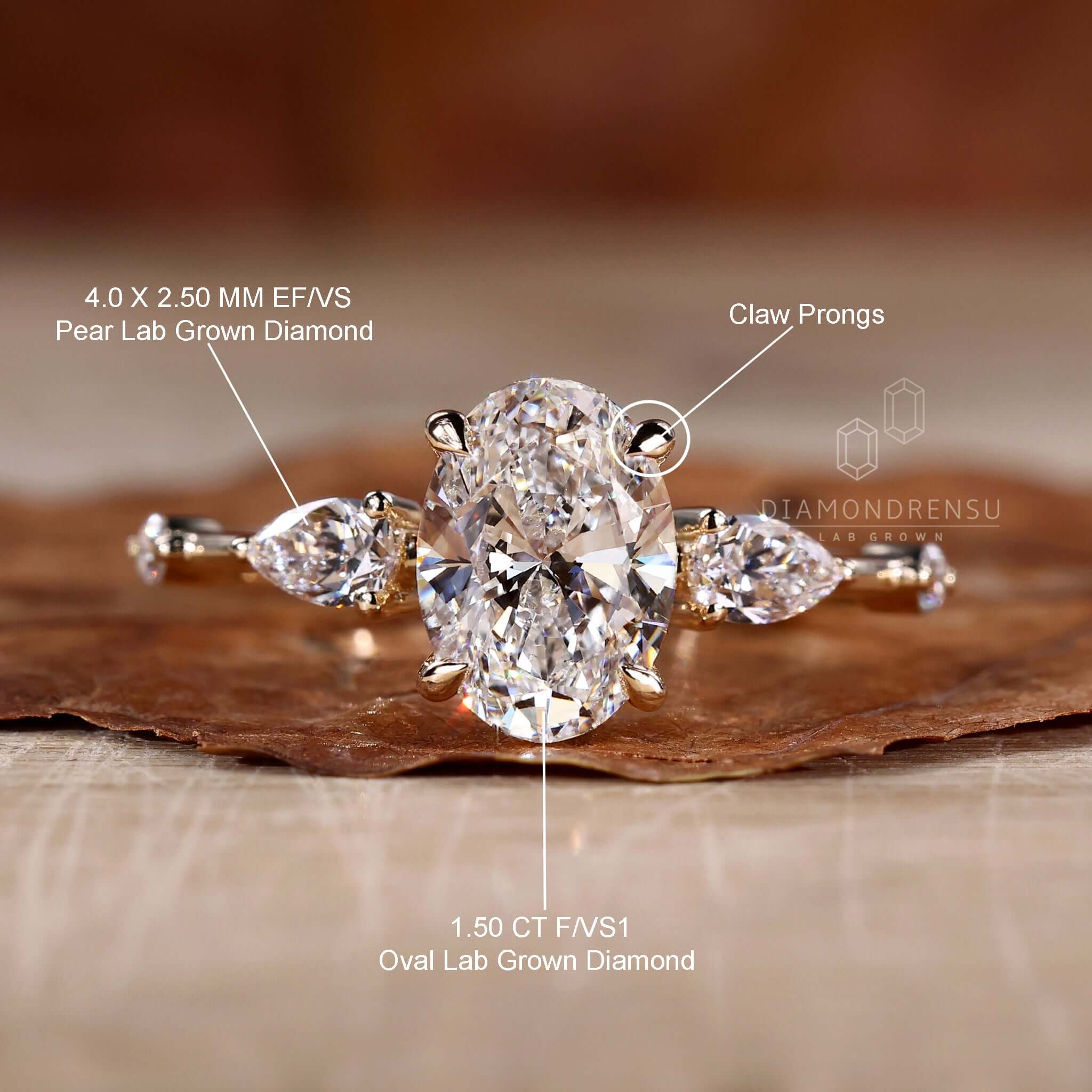 Diamond Add Oval Diamond Ring, Lab Grown Diamond Engagement Ring