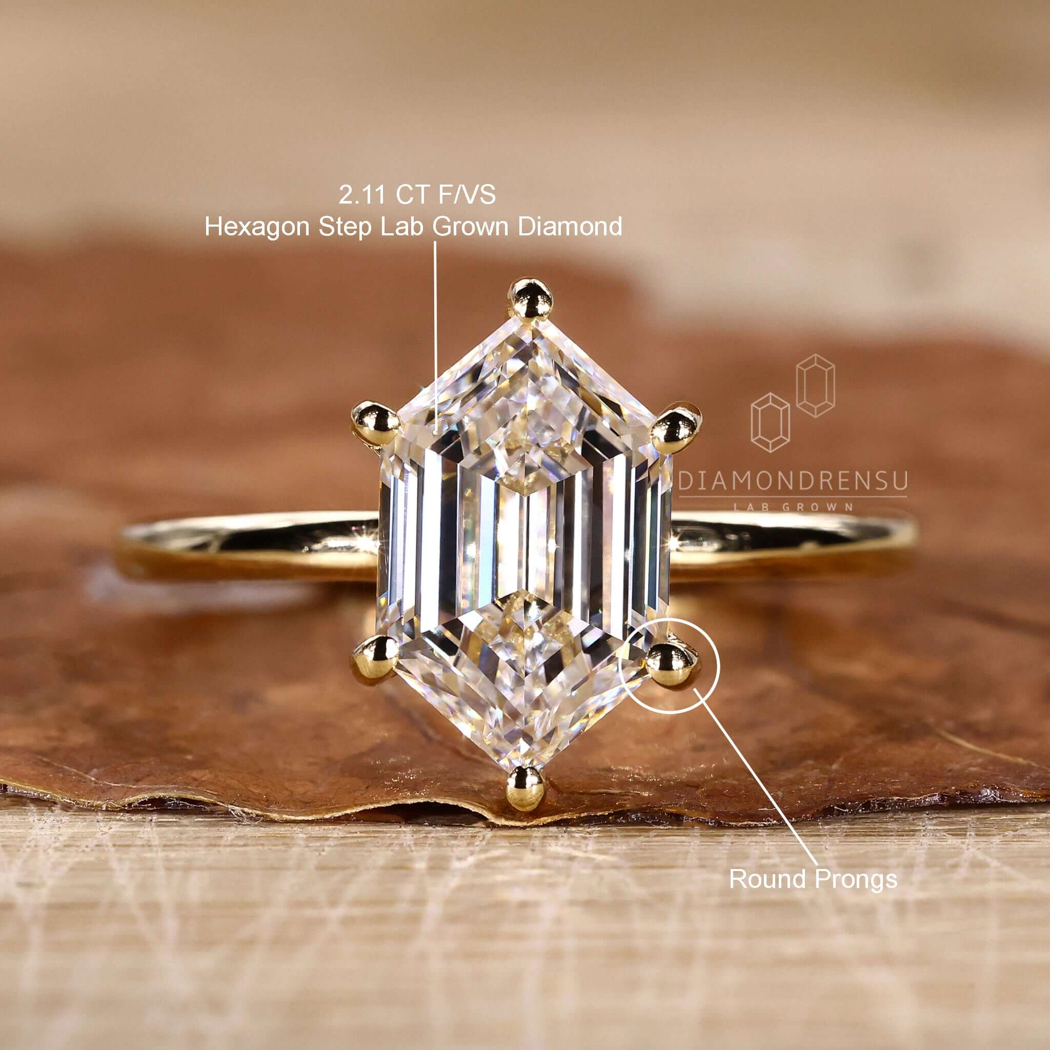 Hexagon cut diamond ring Outlet