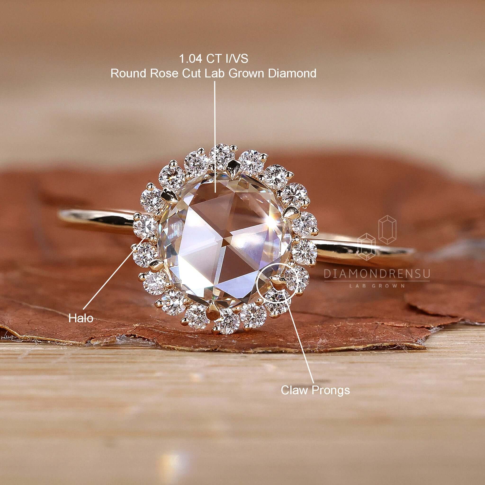 rose cut diamond engagement ring