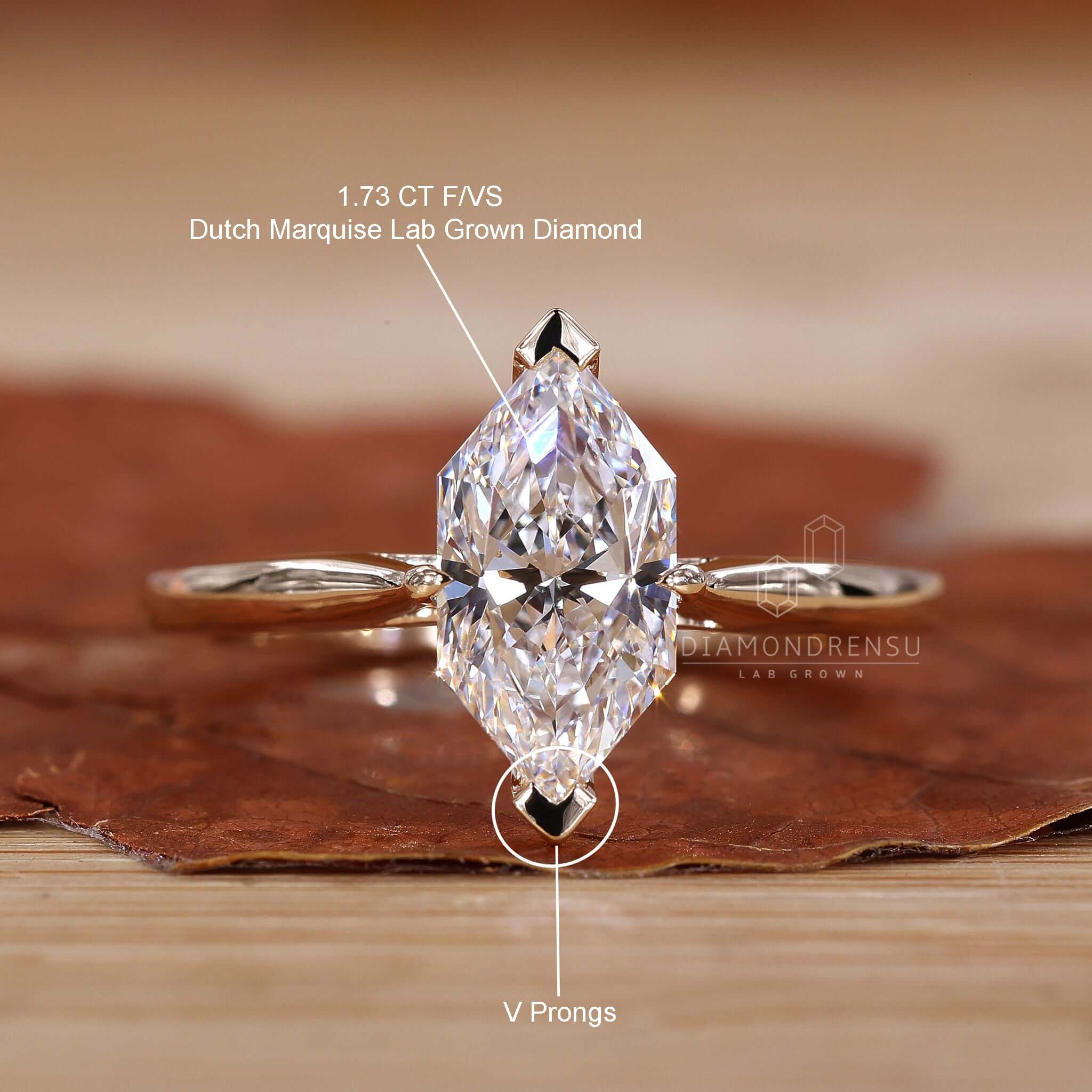 Dutch Marquise Cut Diamond Solitaire Engagement Ring