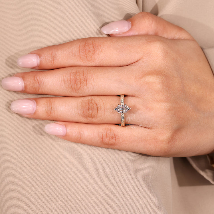 Diamondrensu handmade Dutch marquise ring with Art Deco band.