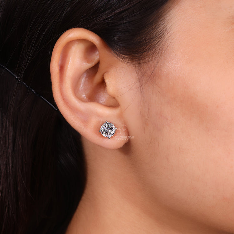 Portuguese cut handmade stud earrings with screw back setting.